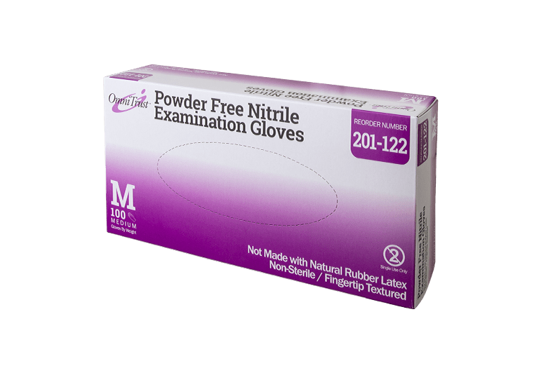 Gloves Exam OmniTrust® Medium NonSterile Nitrile Standard Cuff Length Textured Fingertips Blue Not Chemo Approved (100/BX 10BX/CS) by Omni International LLC  ID 201-122